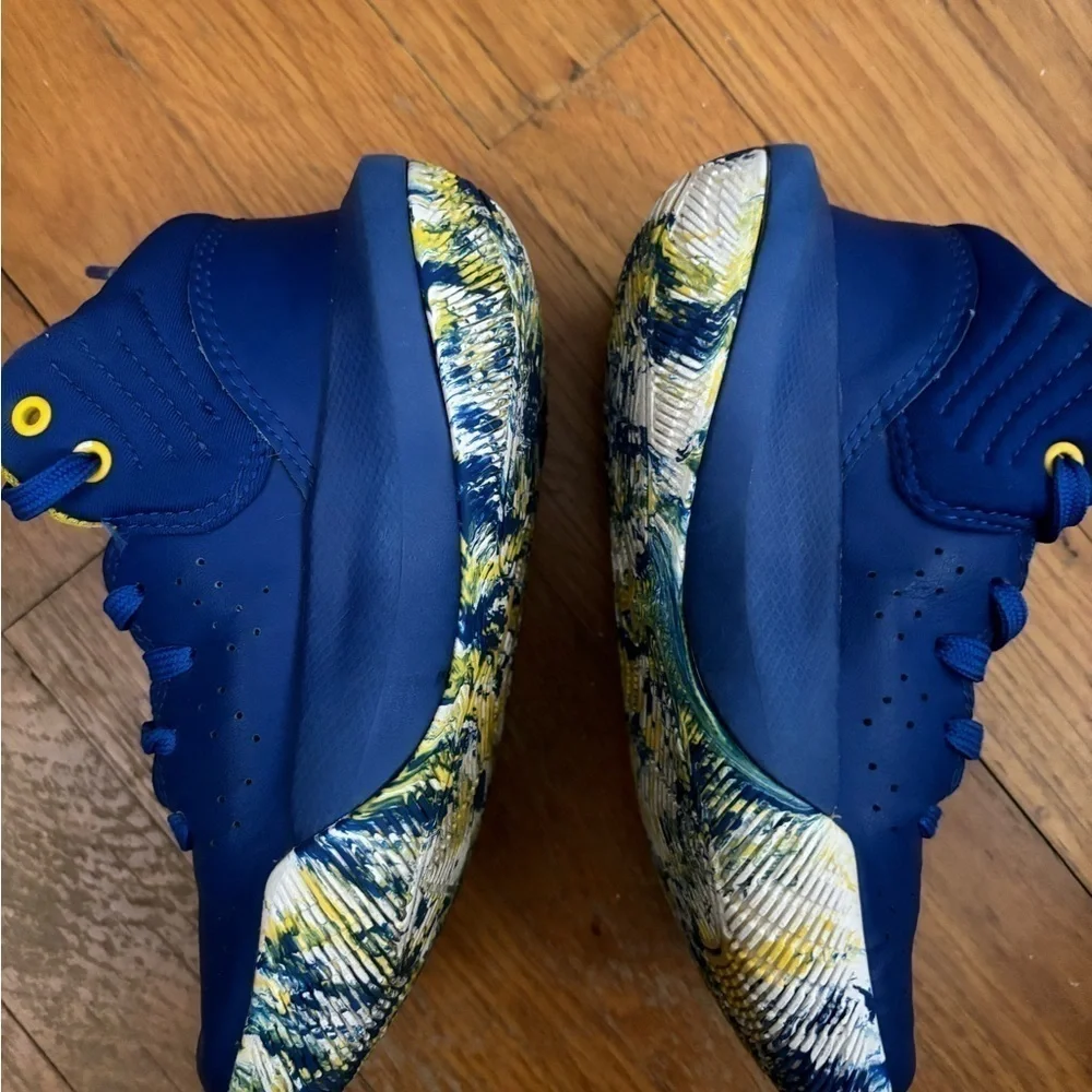 Under Armour jet 21 blue yellow high top sneakers size youth 11